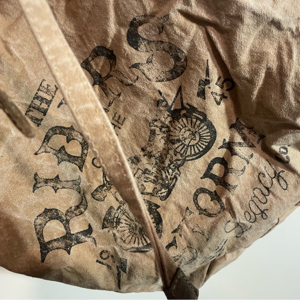 Tan Drawstring Backpack with Graphic Print - image 2